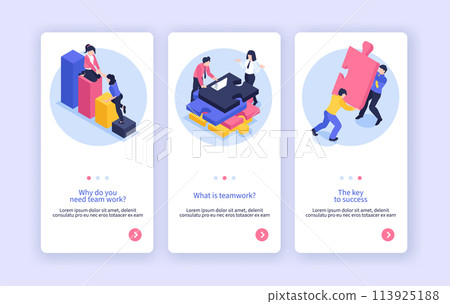 Isometric teamwork banner vertical 113925188