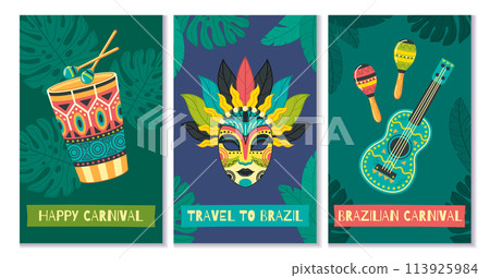 Hand drawn brazilian carnival cards Hand drawn brazilian carnival cards 113925984