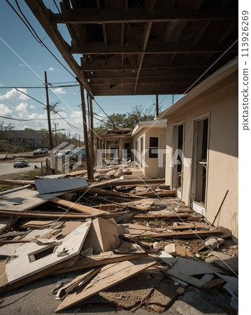 Destroyed homes and infrastructure after the hurricane passes Destroyed homes and infrastructure after the hurricane passes 113926269
