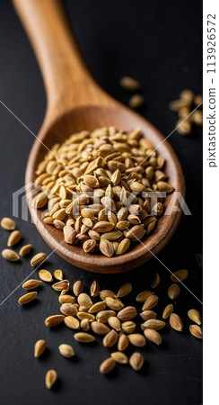 Fenugreek seeds on a black background. Fenugreek seeds on a black background. 113926572