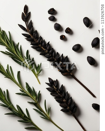 Black cumin on a black background. Black cumin on a black background. 113926708