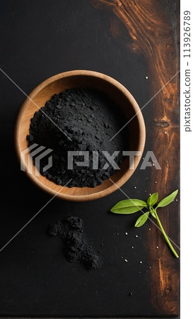 Wood ash (Shahtoot) on a black background. 113926789