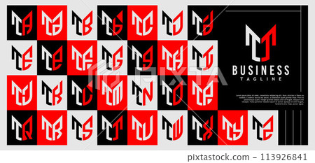 Luxury abstract shield letter T TT logo design set 113926841