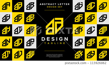 Simple business abstract lowercase letter A AA logo design set 113926862