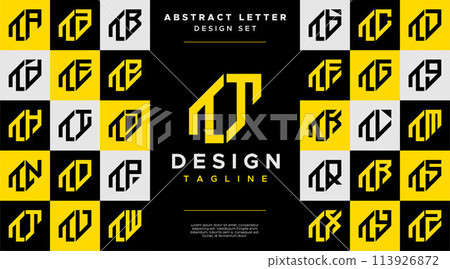 Simple business abstract letter T TT logo design set 113926872