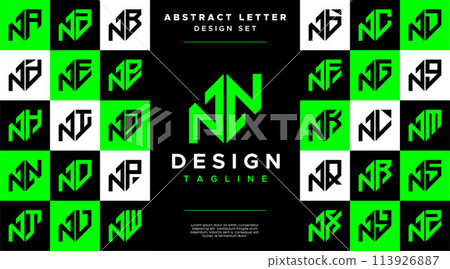 Modern sharp line abstract letter N NN logo bundle 113926887