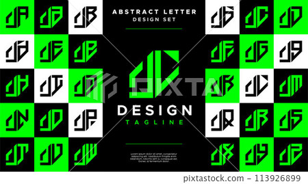 Modern sharp line abstract letter J JL logo bundle 113926899