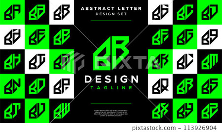 Modern sharp line abstract letter B BB logo bundle 113926904