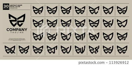 Curve geometric abstract initial letter Z ZZ logo design set Curve geometric abstract initial letter Z ZZ logo design set 113926912