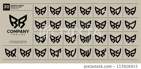 Curve geometric abstract initial letter R RR logo design set 113926915