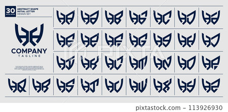 Set of line abstract shape acronym letter H HH logo design Set of line abstract shape acronym letter H HH logo design 113926930