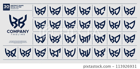 Set of line abstract shape acronym letter K KK logo design 113926931