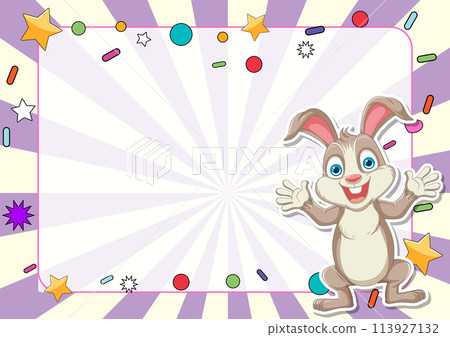 Cheerful Bunny with Colorful Background Cheerful Bunny with Colorful Background 113927132