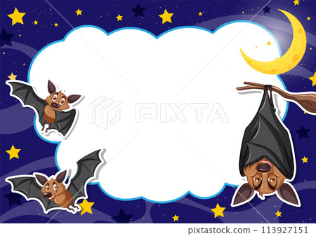 Nighttime Bats and Moon Vector Illustration Nighttime Bats and Moon Vector Illustration 113927151