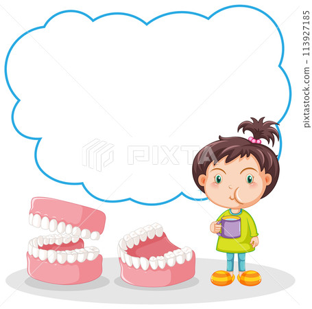 Little Girl Learning About Dental Hygiene 113927185