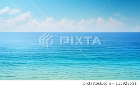 Blue sea and blue sky 113928551
