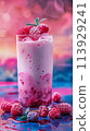 fresh smoothie with raspberries and raspberries 113929241