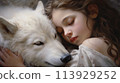 beautiful girl with siberian husky dog 113929252