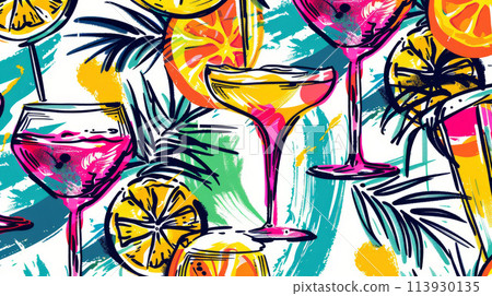 Refreshing Summer Cocktails with Citrus Garnish 113930135