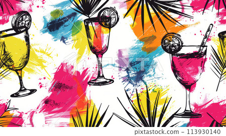 Tropical Cocktails and Palm Leaves 113930140