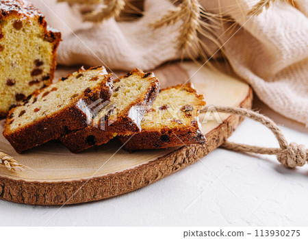 Panettone Traditional Christmas Sweet Bread with Raisins 113930275