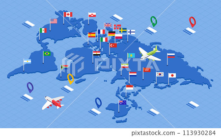 Isometric world map composition 113930284