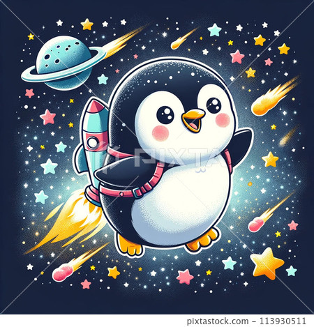 Penguins Flying in Space 113930511