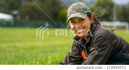 Professional portrait - groundskeeper at the field 113930551