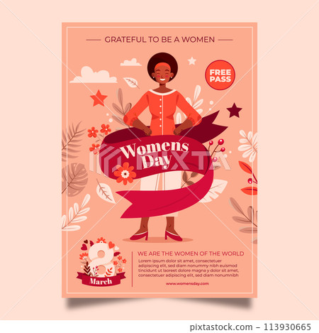 Womens day poster in flat design 113930665