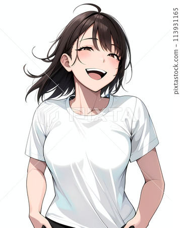 一個開朗女孩的插圖,可用作 AI 生成的傳單和目錄中的剪輯 一個開朗女孩的插圖,可用作 AI 生成的傳單和目錄中的剪輯 113931165