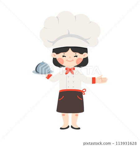 Cute Kid girl In Chef Costume 113931628