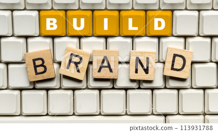 Closeup view of build brand text on keyboard button Closeup view of build brand text on keyboard button 113931788