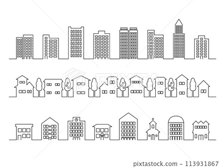 Line drawing cityscape icon illustration (black) Line drawing cityscape icon illustration (black) 113931867