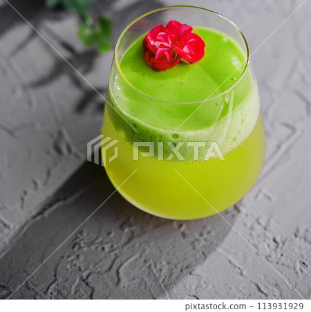 cocktail with apple and rose cocktail with apple and rose 113931929