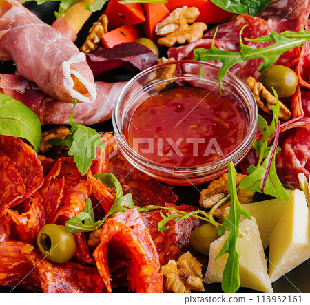 Appetizers table with antipasti snacks Appetizers table with antipasti snacks 113932161