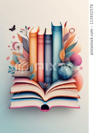 Open book Invitation background for readers. Open book Invitation background for readers. 113932578