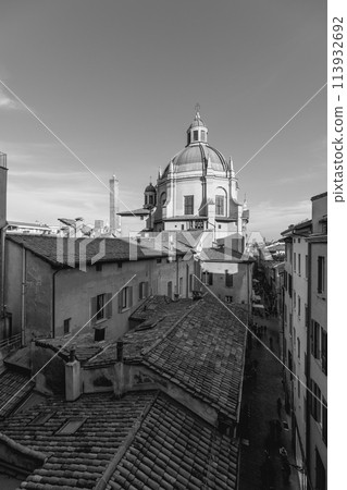 Monochrome view of Via Pescherie Vecchie in historic Bologna 113932692