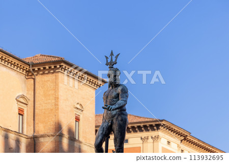 Neptune statue at Bologna Fountain of Neptune with a trident 113932695