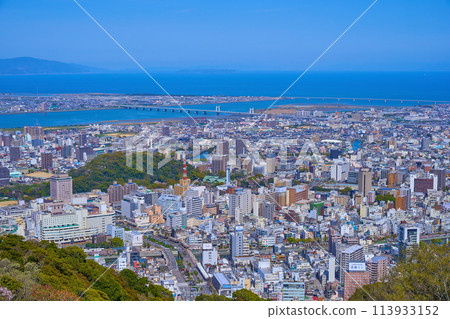 View of Tokushima city (northeast side) from Bizan Park in Bizan-cho, Tokushima City, Tokushima Prefecture View of Tokushima city (northeast side) from Bizan Park in Bizan-cho, Tokushima City, Tokushima Prefecture 113933152