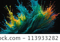A colorful abstract piece reminiscent of an underwater fantasy. Blues and greens swirl together, creating a dreamy atmosphere. 113933282