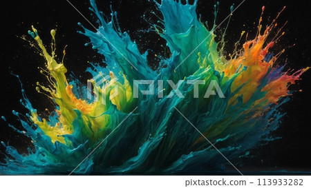 A colorful abstract piece reminiscent of an underwater fantasy. Blues and greens swirl together, creating a dreamy atmosphere. 113933282