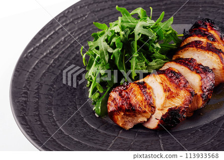 Chicken, turkey, fillet with salad. healthy food diet concept Chicken, turkey, fillet with salad. healthy food diet concept 113933568