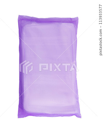 violet plastic garbage bags isolated on white background violet plastic garbage bags isolated on white background 113933577