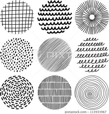 Modern hand-drawn circle material set Modern hand-drawn circle material set 113933967