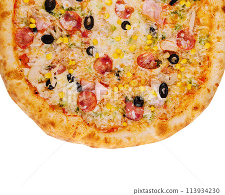 tasty pizza isolated on white background tasty pizza isolated on white background 113934230