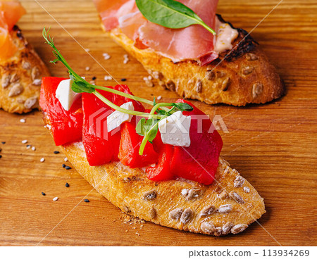 Appetizers italian antipasti snacks set 113934269