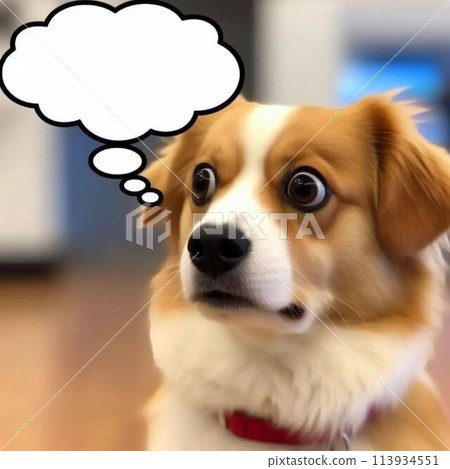 Dog with eyes wide open in surprise [with speech bubble] 113934551