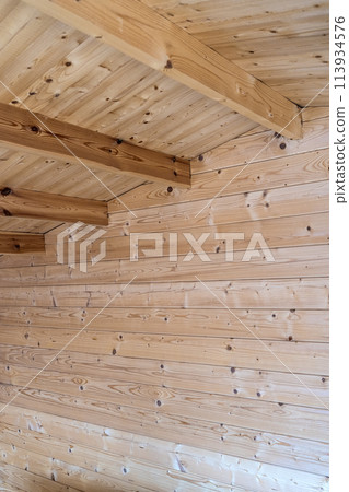 Wooden house structure made from new wooden beams Wooden house structure made from new wooden beams 113934576