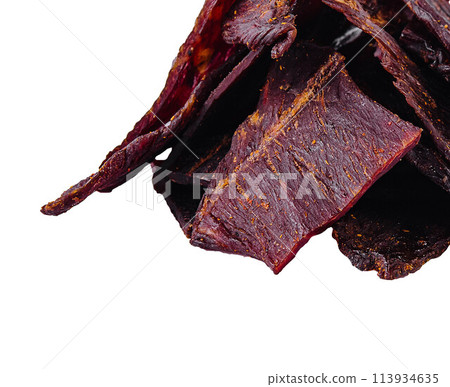 Isolated Beef Jerky on White Background 113934635