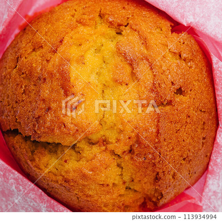 Tasty cupcake on top view macro 113934994